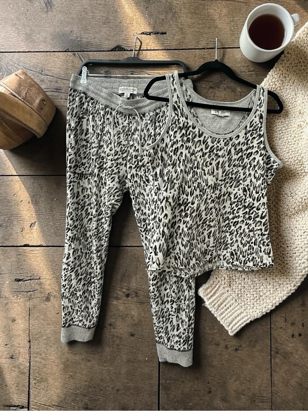 Live Love Lounge Gray/Leopard Lounge/Sleep Set. Size : Large